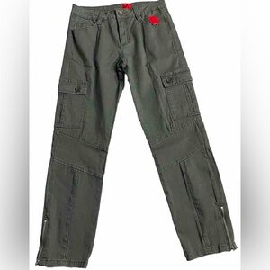 NWT Cristina Green Cargo Pants Women’s Size 8 Zip Hem Utility Stretch